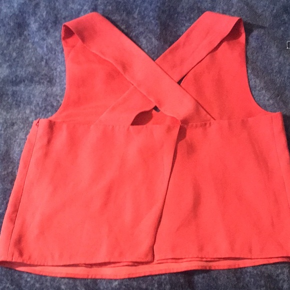 Club Monaco Coral Sleeveless Top Criss Cross Back Size Large - Picture 6 of 6